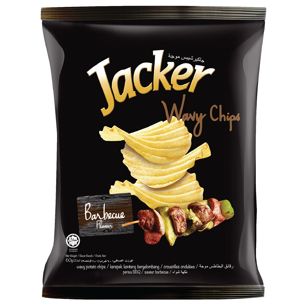 Jacker Potato Wavy Chips (Barbecue)60gm